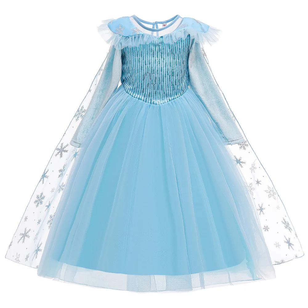 Girls Dress Long Sleeve Dress Girls Sequin Print Princess Dress for Halloween Performance Costume Dress CHD20142