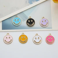 10pcs 16x9mm hollow smiling face enamel charms smiley pendant for jewelry making diy earring necklace jewelry ornament wholesale