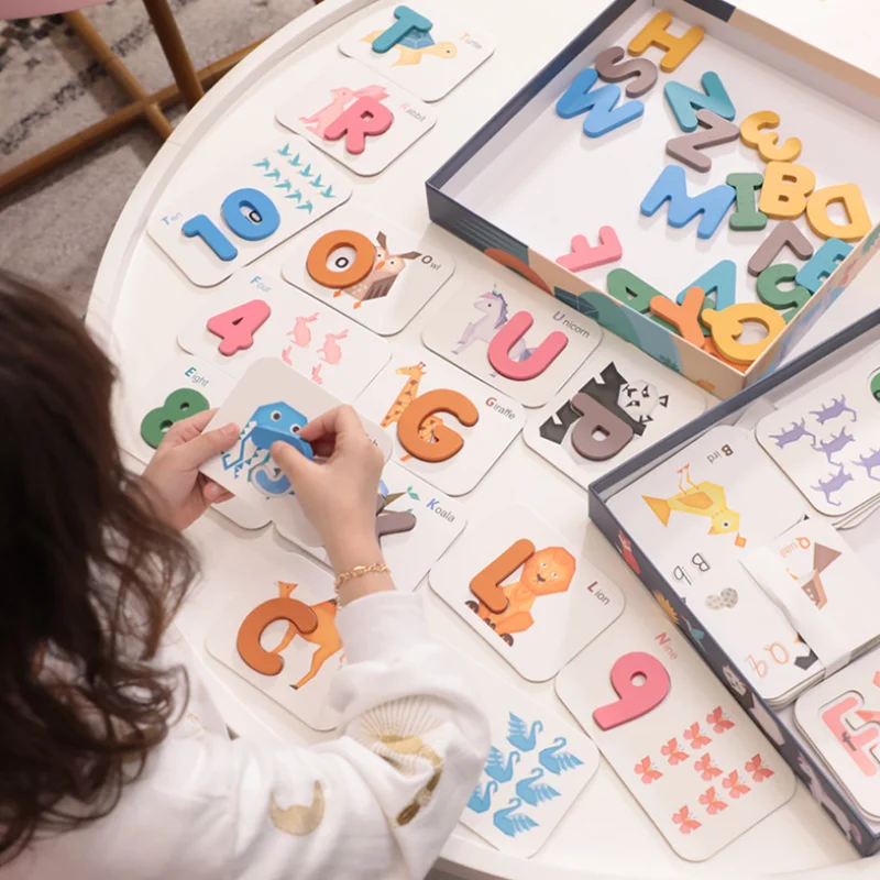 Деревянная буквенно цифровая игра головоломка для детей и детского сада|Юный