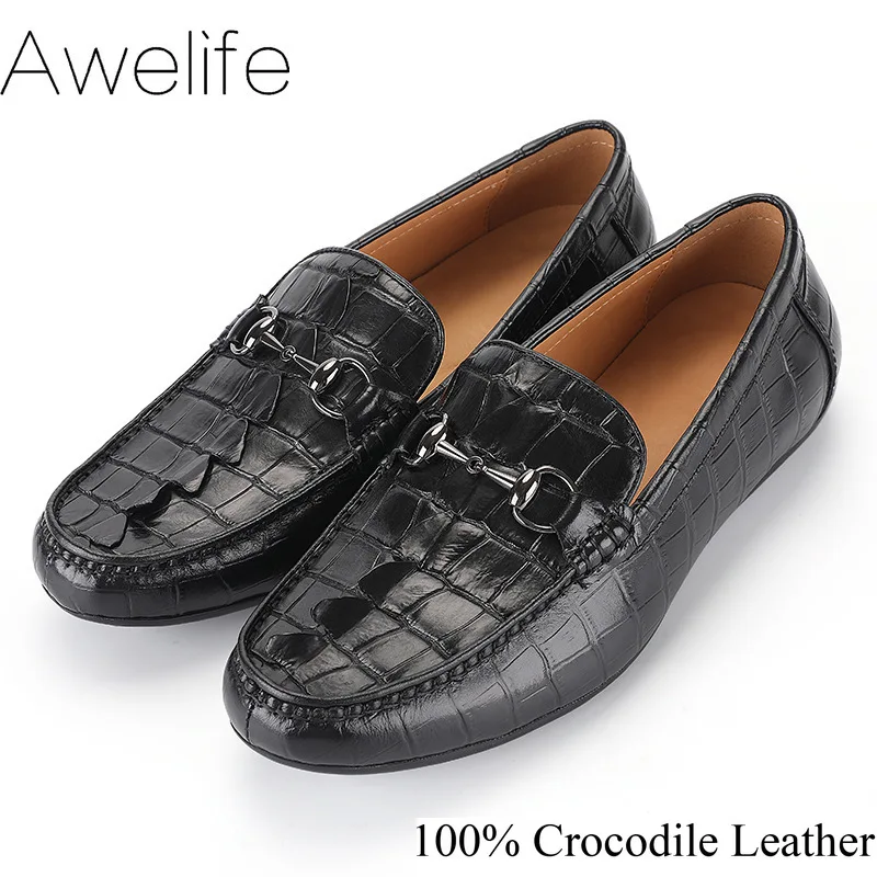 

Crocodile Shoes Men Casual 100% Genuine Leather Original Design Party Wedding Luxury Men's Dress Leisure Alligator Shoes