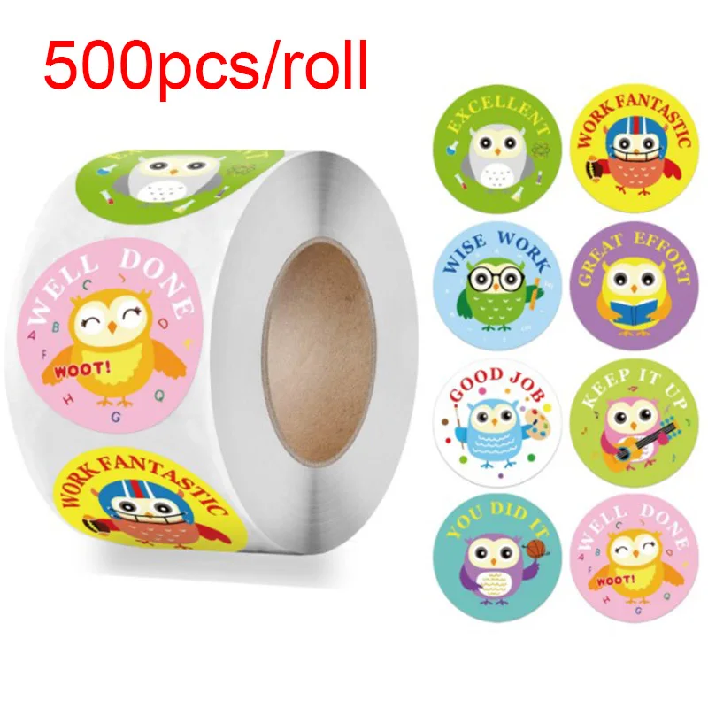 

500 шт., водонепроницаемые наклейки в виде совы