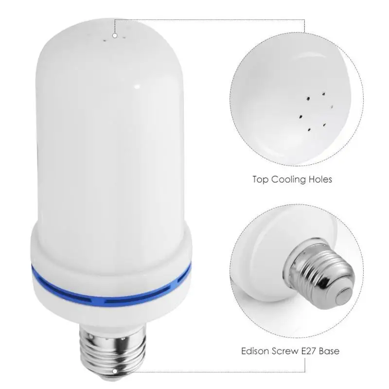 

E27 LED Dynamic Flame Effect Corn Bulb 3 Modes AC 85-265V Flickering Emulation Gravity Decor Lamp Creative Fire Lights