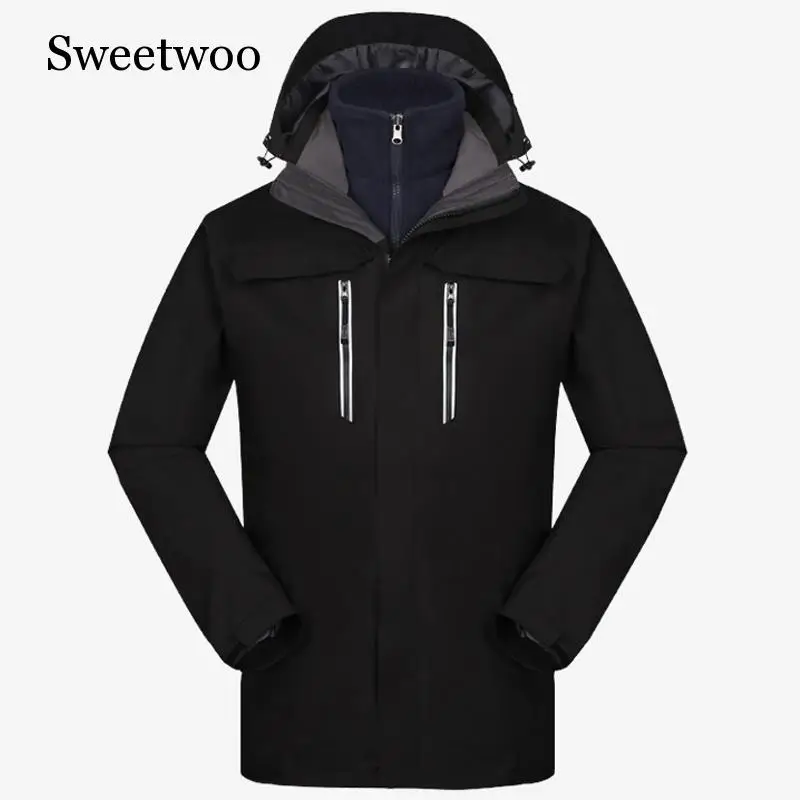 Men Winter Jacket Heated Softshell Waterproof Removable Two-piece Feather Fleece Liner Warm Women Camping Hiking | Спорт и