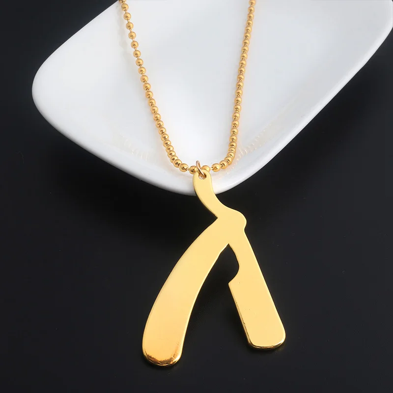 

Fashion Gold Barber Series Necklaces Hip Hop Hairdresser Chair Hairdresser Gothic Chain Necklace Scissors Comb Jewelry For Men