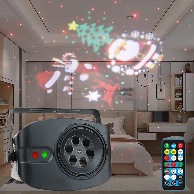 48 Pattern Christmas Party Lights Santa Claus Dynamic Animation Music Sound Control Strobe Projector for Family Birthday | Лампы и