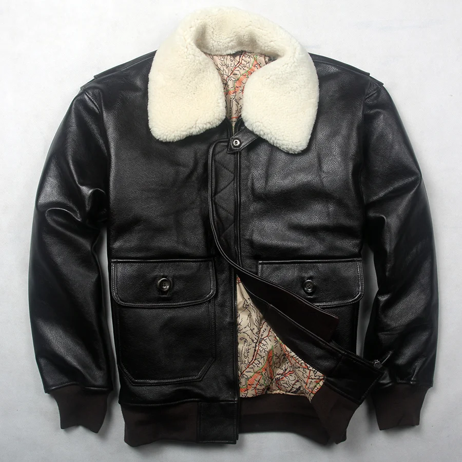 

2022 men's militaly Flight Jacket winter antumn Genuine Leather Jacket Men cow Leather coat real Fur collar Bomber Jacket male