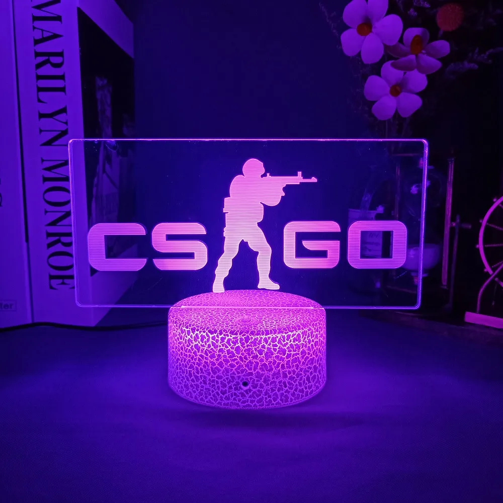 Ночные лампы с логотипом игры CS GO 3D прикроватные светильники Counter-Strike для игровой