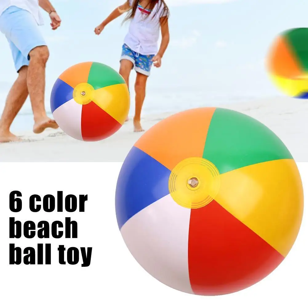 Pelota inflable de playa al aire libre, juguete divertido, playa al aire libre, juego de agua, 6 colores, Bal&oacute;n de juguete inflable de 12/14/16 pulgadas-0