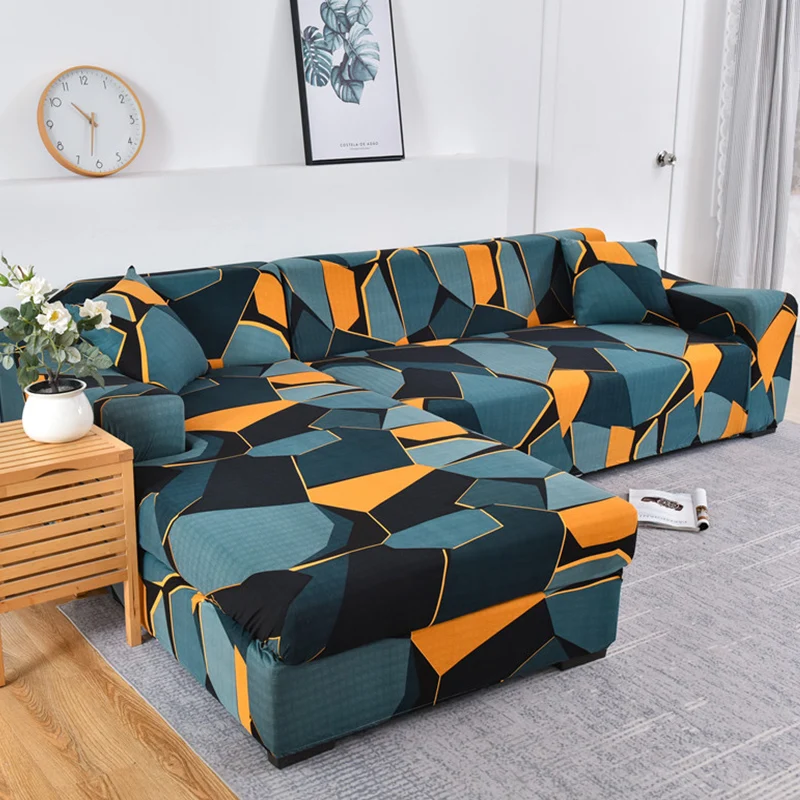 

L Shape Sofa Cover Elastic Geometry Corner Couch Cover Slipcover for Living Room Stretch Armchair Protector 1/2/3/4 Seater