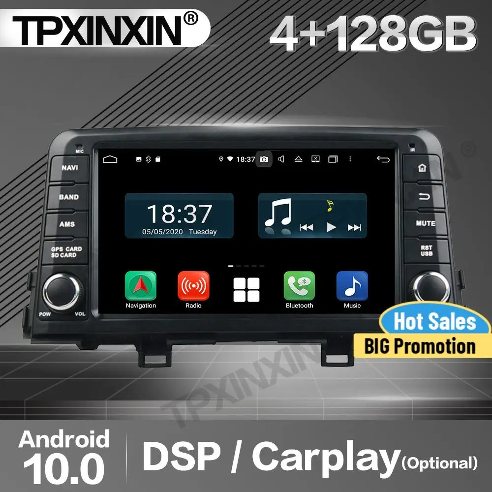 

Автомагнитола Carplay, 128 ГБ, 2 Din, стерео-приемник, Android 10, для Kia Morning 2016, GPS, DAB-навигатор, аудиомагнитофон, головное устройство