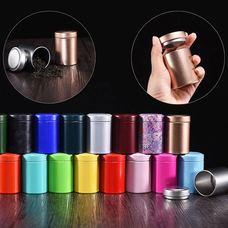 50g Round Sealed Metal Tea Can Coffee Spice Tea Container Outdoor Portable Universal Packaging Empty Tin Box