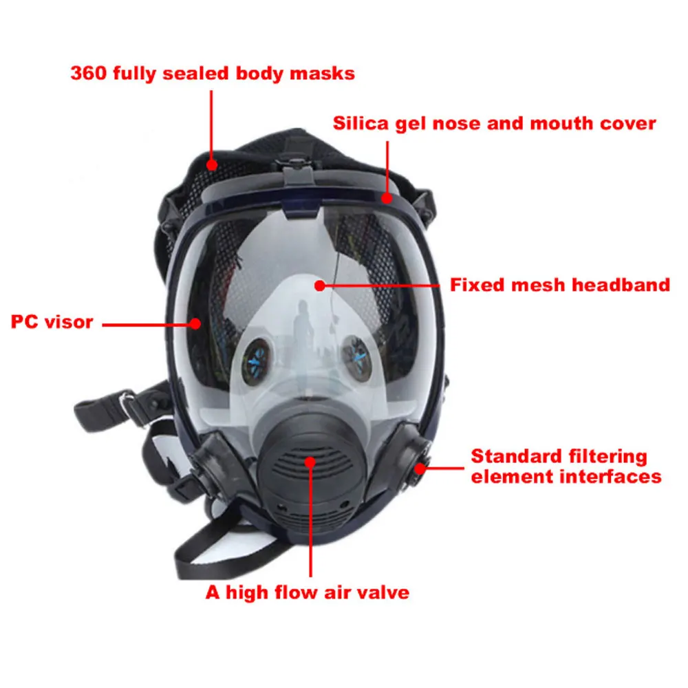 Маска химическая 6800 7 в 1 пылезащитный респиратор силиконовые Полнолицевые