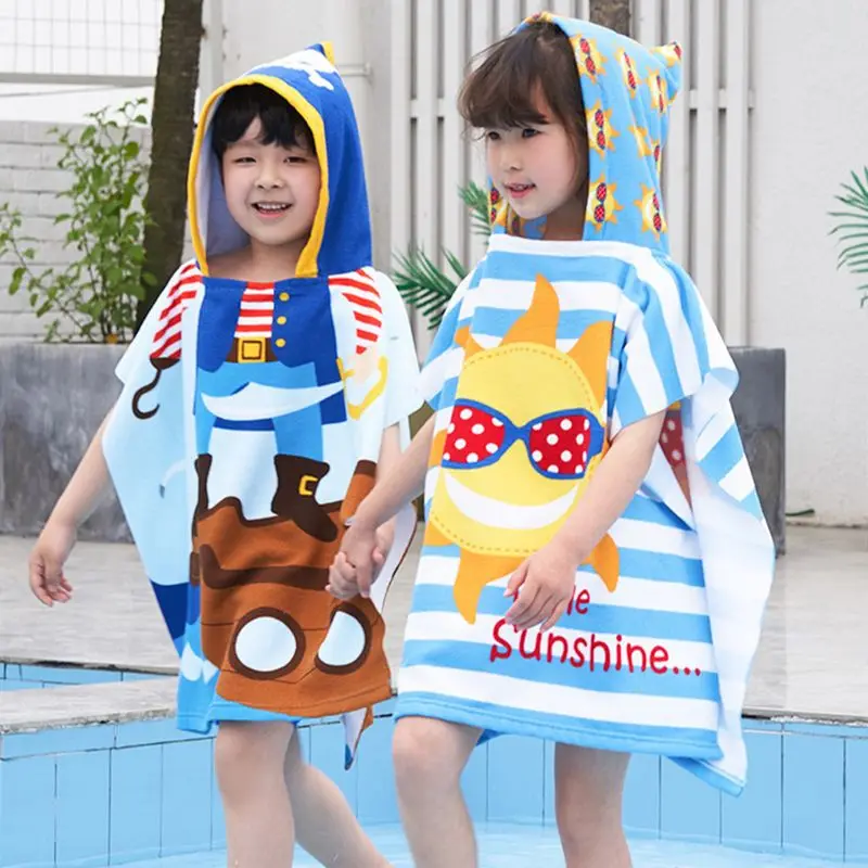 Cloak Cartoon Print Boys Girls Bathroom Beach Can Wear Super