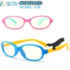 Овальные детские очки IVSTA с защитой от синего излучения, оправа для компьютерных игр для мальчиков при близорукости, очки по рецепту, резиновые Безвинтовые очки с ремешком