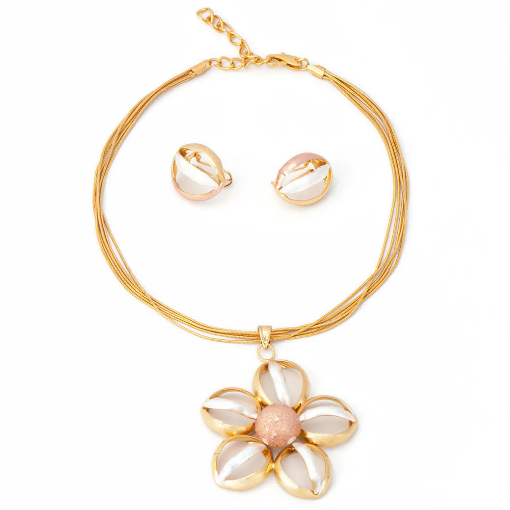 

Fashion Jewelry For Women Big Flower Earrings Romantic Choker Necklace Sets For Wedding Party Anniversary Trendy Accessories