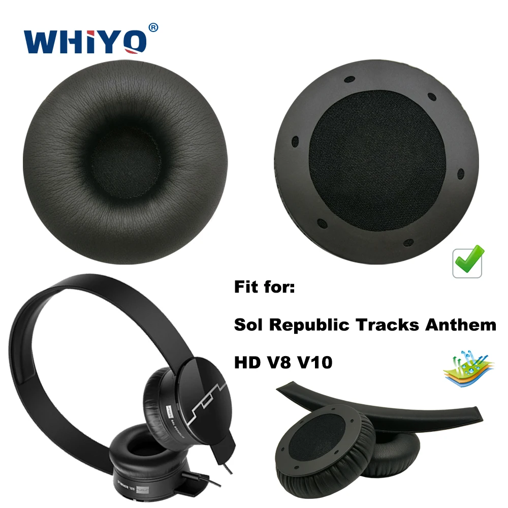 

Replacement Ear Pads for Sol Republic Tracks Anthem HD V8 V10 V 8 10 V-8 Headset Parts Leather Earmuff Earphone Sleeve Cover