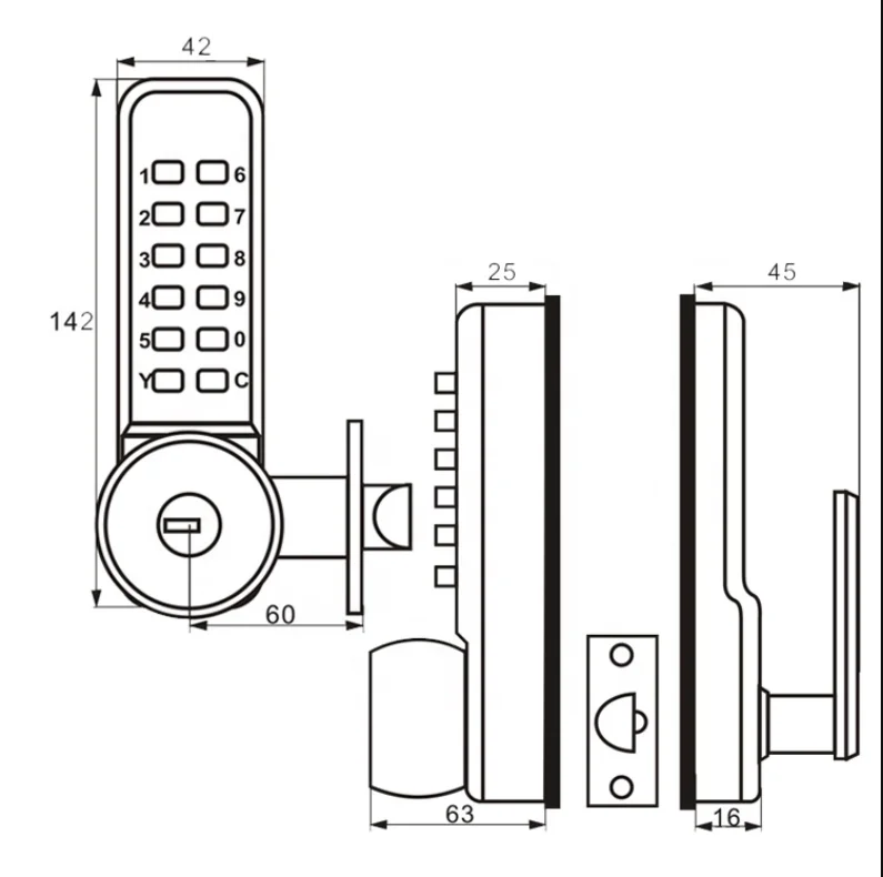 Цифровой дверной замок со смарт-клавиатурой настенный без ключа для входной