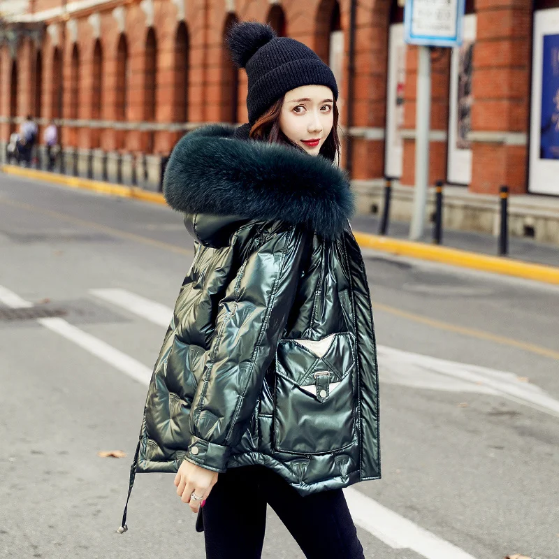 

Winter Coat Women Hooded Parkas Puffer Jacket Fur Collar Jackets for Women 2021 Female Thick Short Clothes Doudoune Femme HLY216