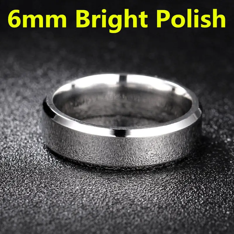 6mm Bright Silver 6 мм тускло Полированное серебряное титановое кольцо для мужчин и женщин - Цвет основного камня: 6mm Bright Silver