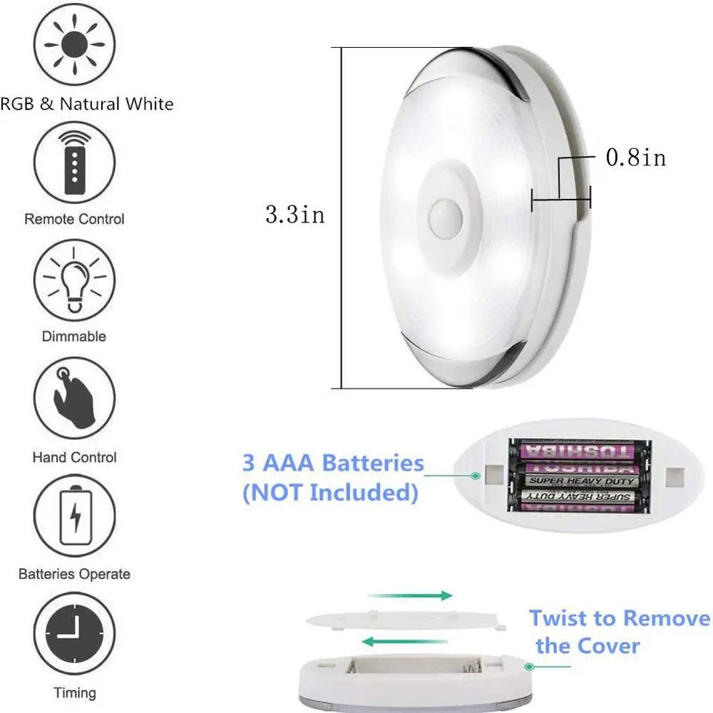 3 шт. светодиодный Беспроводная светодиодсветильник подсветка для шкафа с