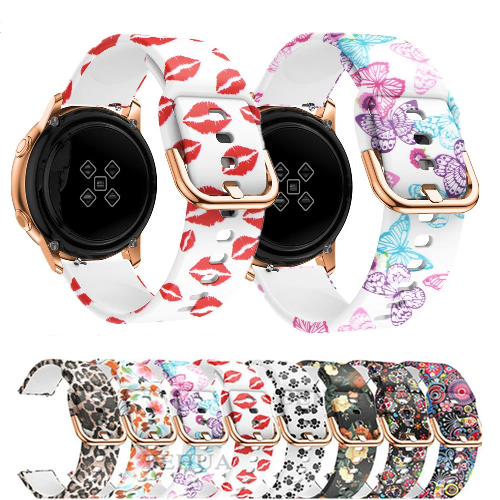 

Ремешок силиконовый для Samsung Galaxy watch 4/classic 42 мм 46 мм active 2 Gear S2, спортивный браслет с принтом для Amazfit bip, 20 мм