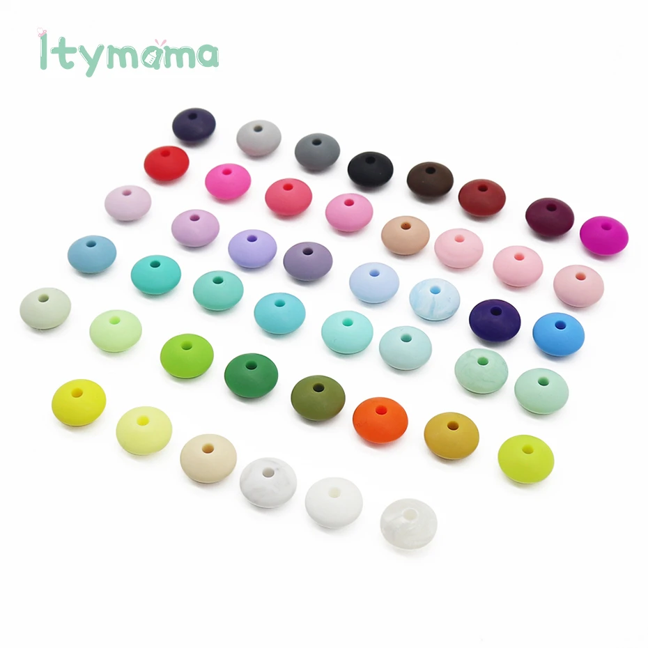

Itymama 60pc Food Grade Silicone Abacus Beads Pearl Silicone Beads DIY Teething Nursing Necklace Pacifier Chain Baby Teether