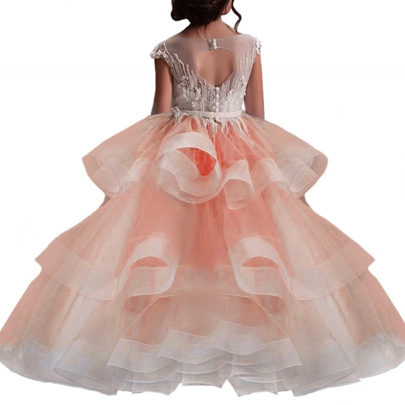 

Free Shipping Flower Girl Dresses Tulle 2020 Beading Appliqued Pageant Dresses For Girls First Communion Dresses Kids Prom Dress