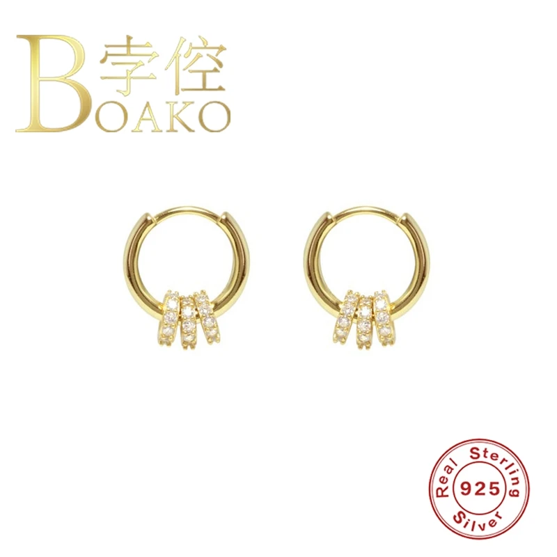 

BOAKO 925 Sterling Silver Earrings For Women Earrings Hoops Bijoux Femme Diamond Ring Silver Beads Popular Luxury Jewelry