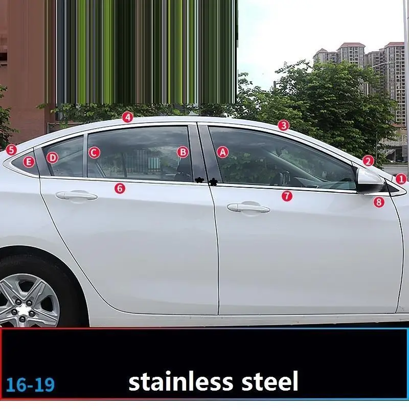 Chromium Automobile Automovil Window Grille Door Exterior Decoration Protecter Bright Sequins 16 17 18 19 FOR Chevrolet Cavalier |
