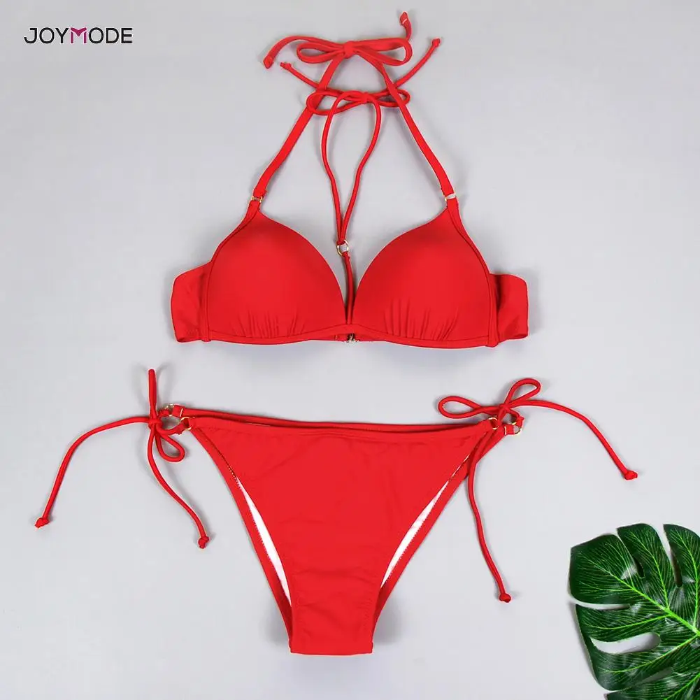 Сексуальные леопардовые бикини JOYMODE 2020 комплект с пуш-ап стринги высоким вырезом