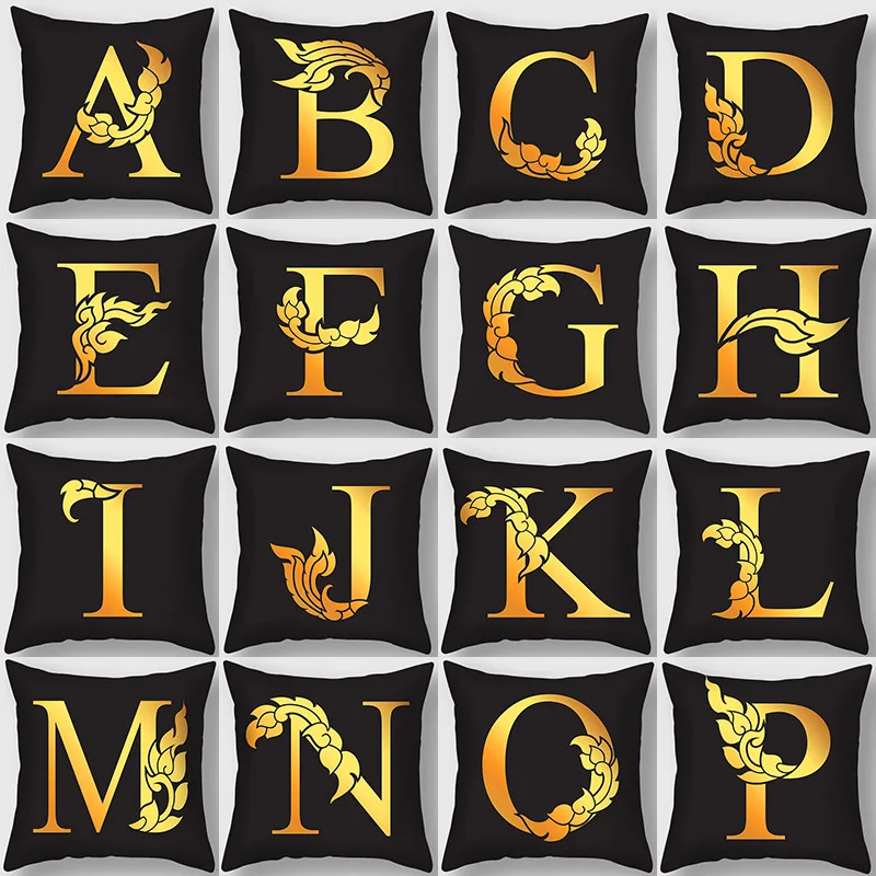 

2021 Peach Skin Cushion Pillowcase Simple Home Pillowcase Gold Letter Printing Cushion Cover Wholesale