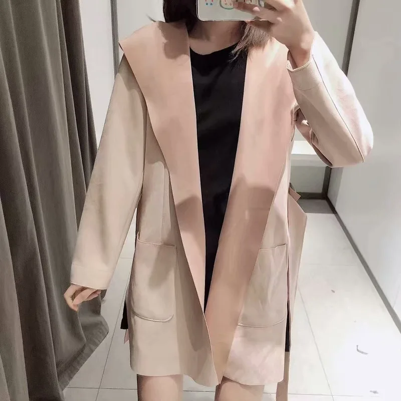 

2021 Ladies Oversized Retro Coats Women Casual Windbreaker Loose Clothing Long Coat Autumn and Winter New Fashion