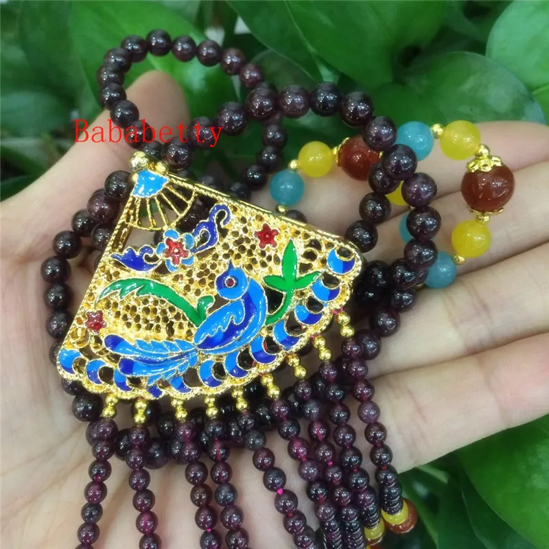 Ожерелье ручной вязки из натурального винного Красного камня цепочка для