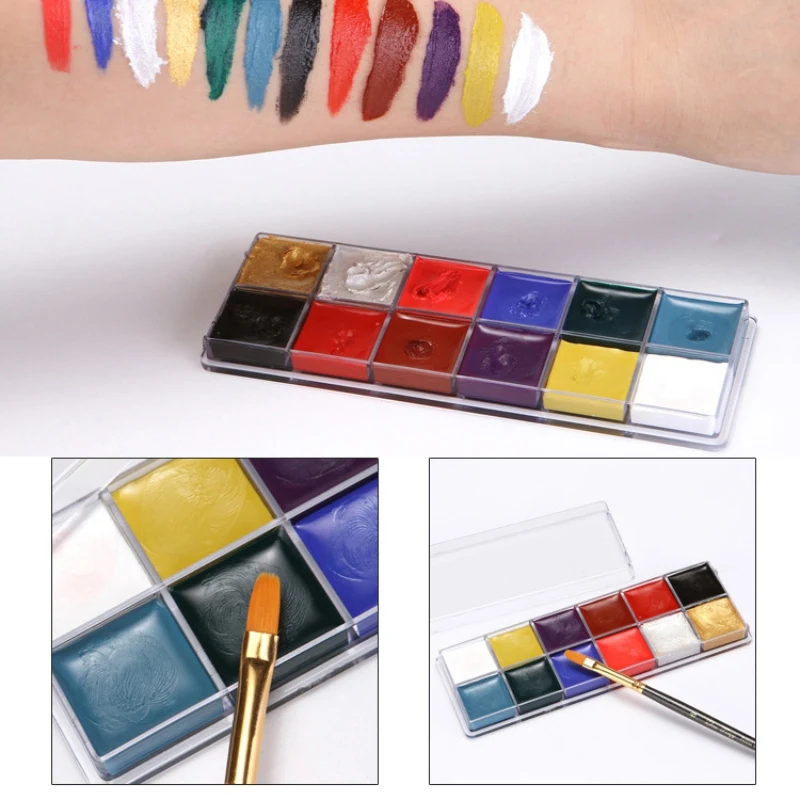 12 цветов нетоксичные безвредные водорастворимые краски для тела макияж вечерние