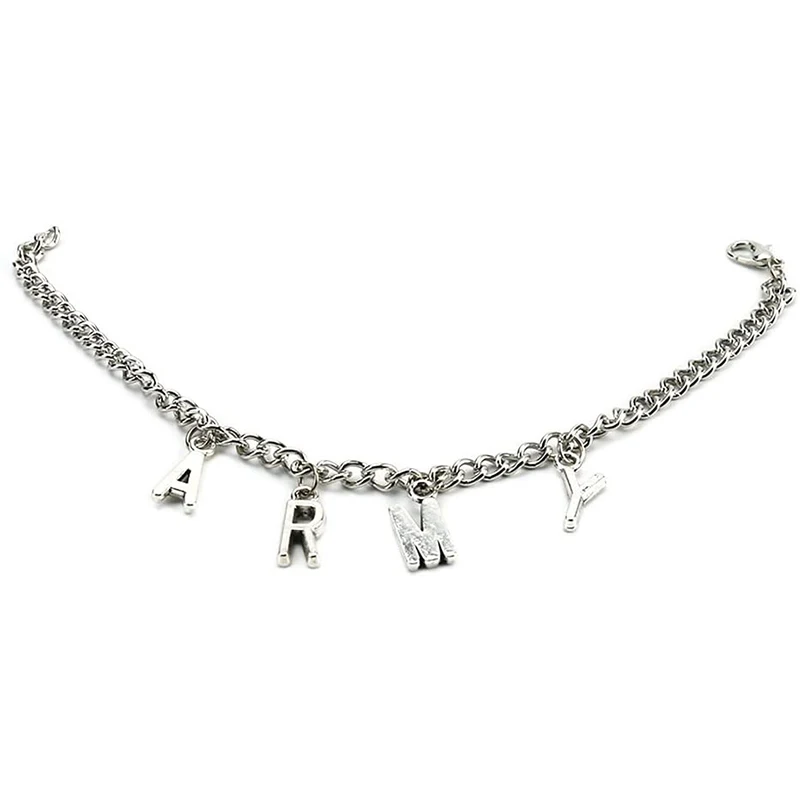 

2021 new punk Jimin ARMY alloy letter bracelet men and women Korean popular necklace jewelry creative birthday gift friends
