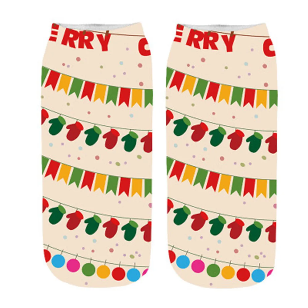 Удобные рождественские хлопчатобумажные носки Тапочки Короткие с принтом|Носки|
