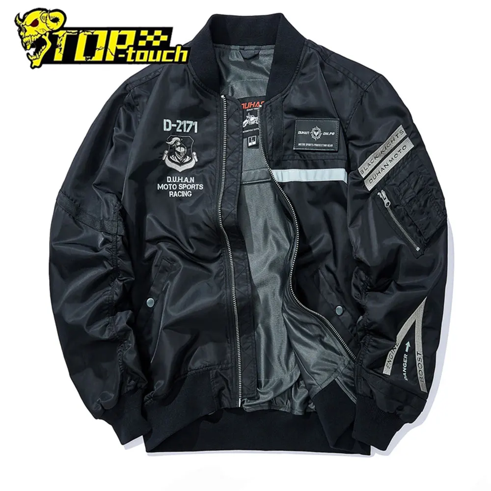 

DUHAN Men's Motorcycle Jackets Breathable Flight Motocross Racing Jacket Anti-Fall Windproof Motorbike Coat With Chest Protect