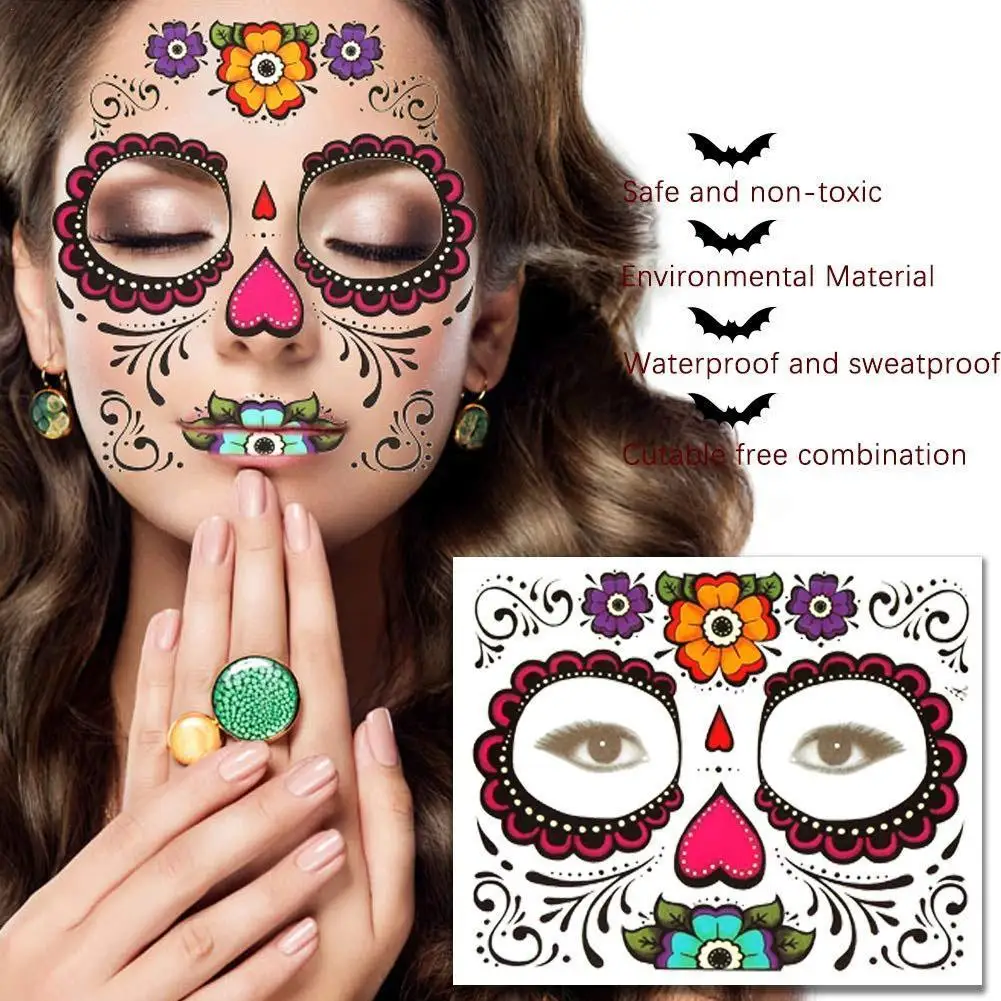 Временная татуировка для лица на Хэллоуин водостойкая специальная наклейка