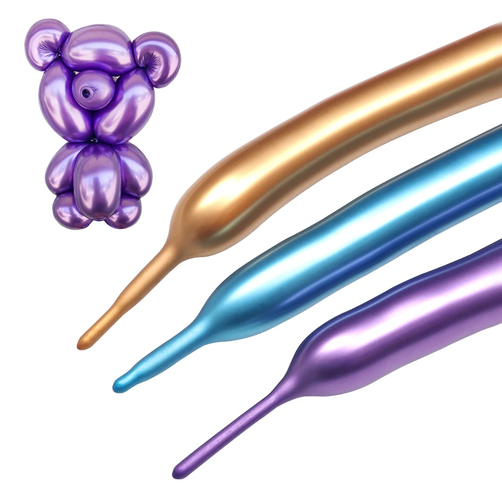 Серебряные шары из латекса цвета металлик длинной формы металла хром Магия