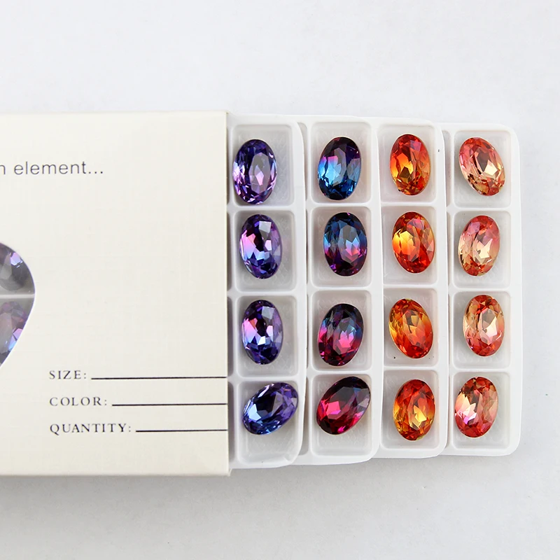 

Multicolor Oval Shape Tourmaline Rhinestones Glue on Strass Crystal Stones for DIY Craft Scrapbooking Decoration
