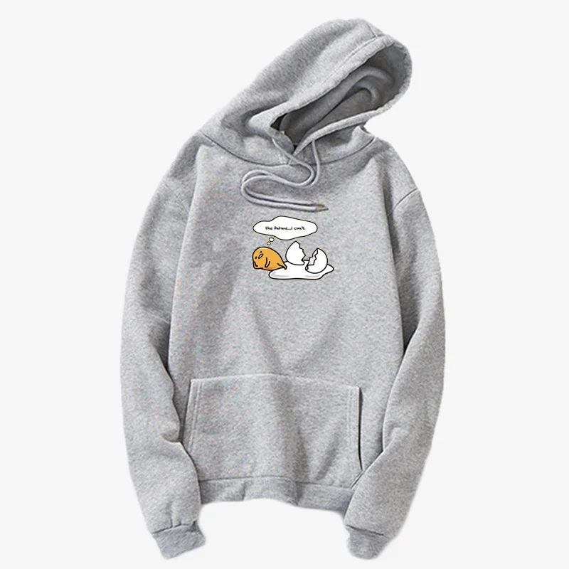 hoodies gray 5 Мультяшка Гудетама Толстовка Harajuku Осень-зима длинный рукав плюс бархат Корейская одежда новые толстовки женские Kawaii Camiseta Muje - Цвет: hoodies gray 5