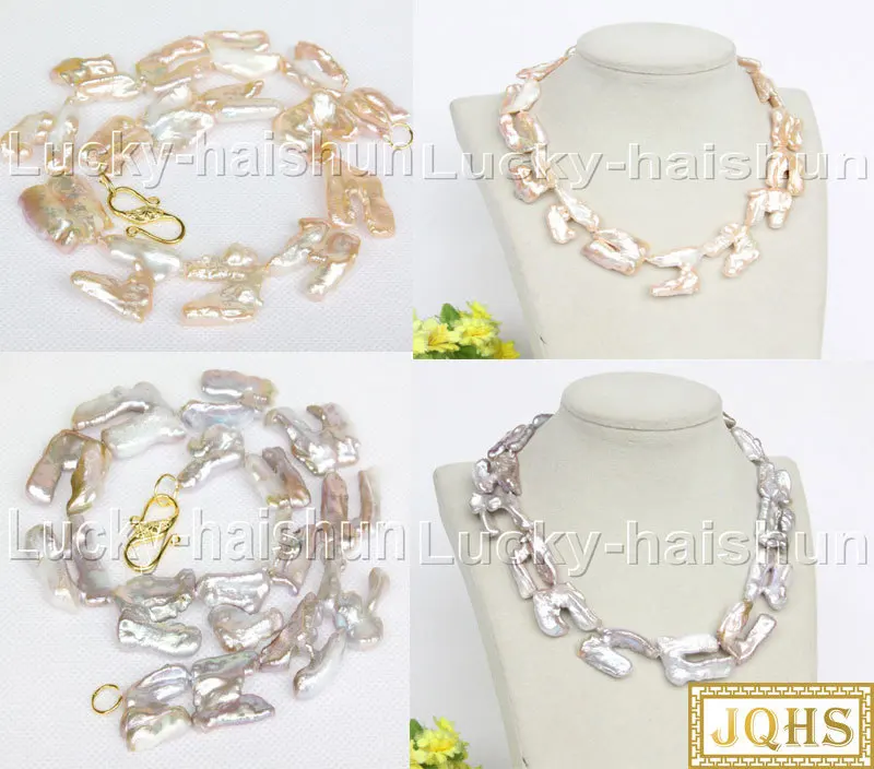 

JQHS natural 17" 28mm baroque pink purple Reborn keshi pearls Beaded knotted Strand necklace j12169-4