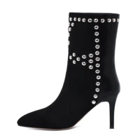 autumn winter fashion sexy high heel 8cm pointed toe stiletto heels womens shoes rivet ankle boots party dress booties shoes