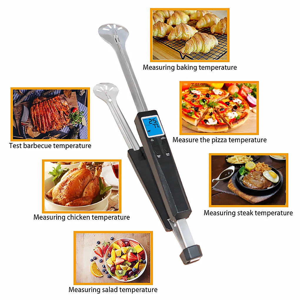 

Barbeque Thermometer Clamp Food Serve Tong Cooking BBQ Clamp Grilling Stainless Steel Digital LCD Display Temperature Clamp