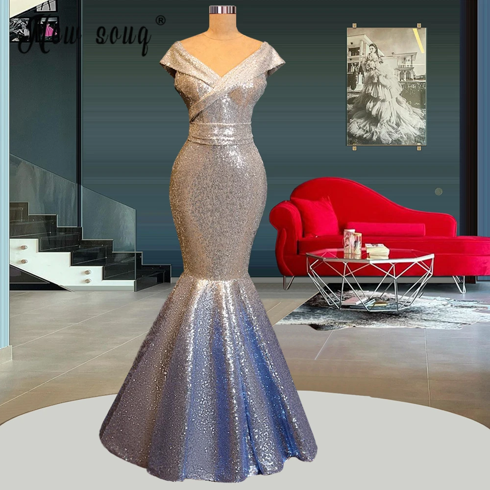 

Sky Blue Mermaid Sequins Long Prom Gowns Sparkly African Evening Dresses Women Celebrity Party Dress платье Vestido De Novia