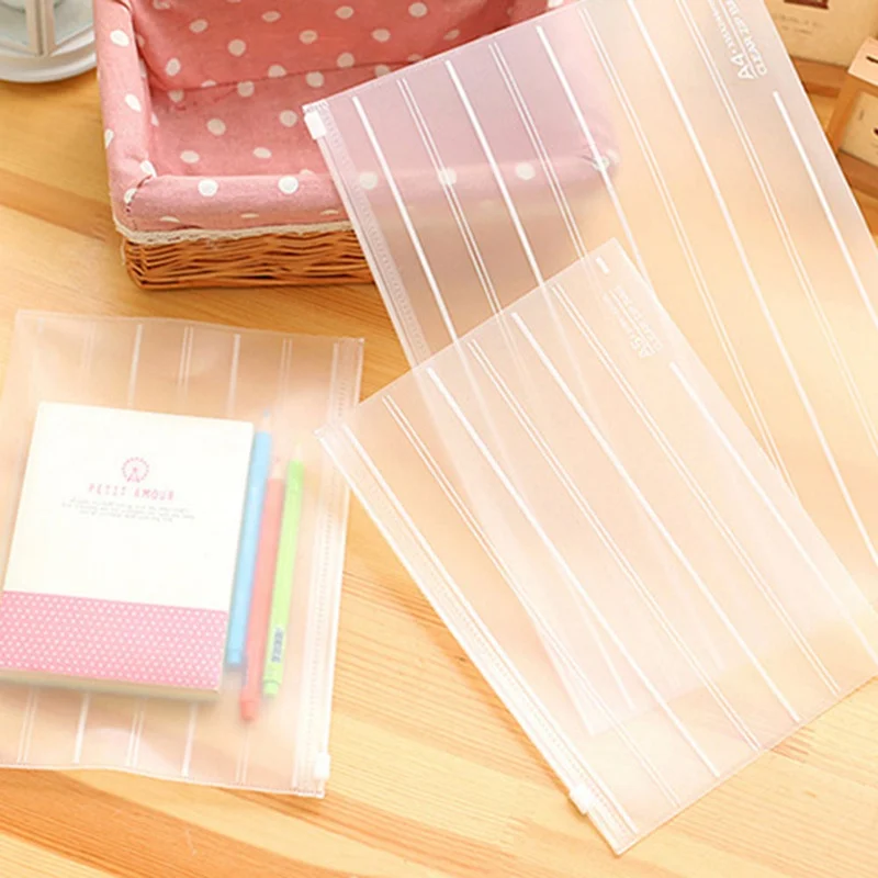 Storage Bag School Office Supply Transparent Loose Sheet Notebook Zipper Environment-friendly Abrasive File | Канцтовары для офиса