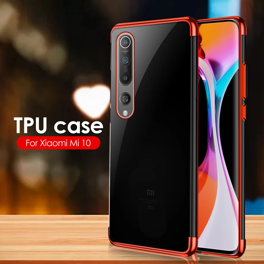Мягкий прозрачный чехол с гальваническим покрытием для Xiaomi Mi Note 10 Lite Mi9 Pro из ТПУ