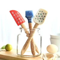 kitchen siliconewood cream butter cake spatula mixing batter scraper brush butter mixer cake brushes baking tool kitchenware