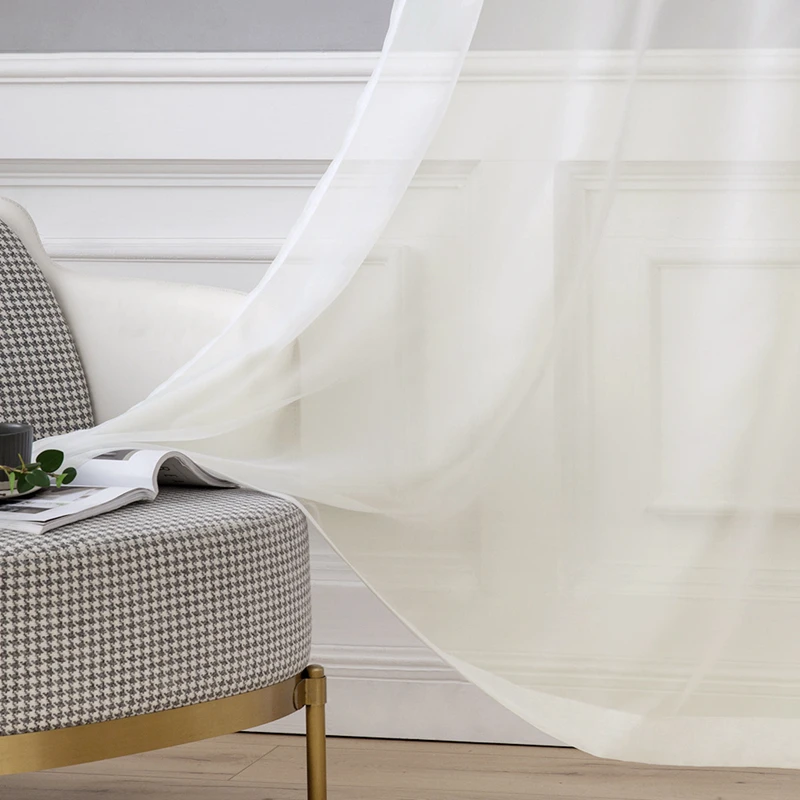

2pcs/lot Window Tulle Curtains for Living Room Bedroom Pure Color Sheer Curtains Tulle Door Window Drapes Panel Sheer Valances