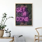 Готово, неоновая вывеска, принт в виде банановых листьев, искусство, Картина на холсте, вдохновляющая Настенная картина, декор для домашней комнаты